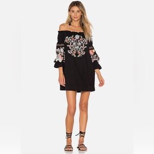 Free People Fleur Du Jour Floral Embroidered Off-the-Shoulder Mini Dress Small